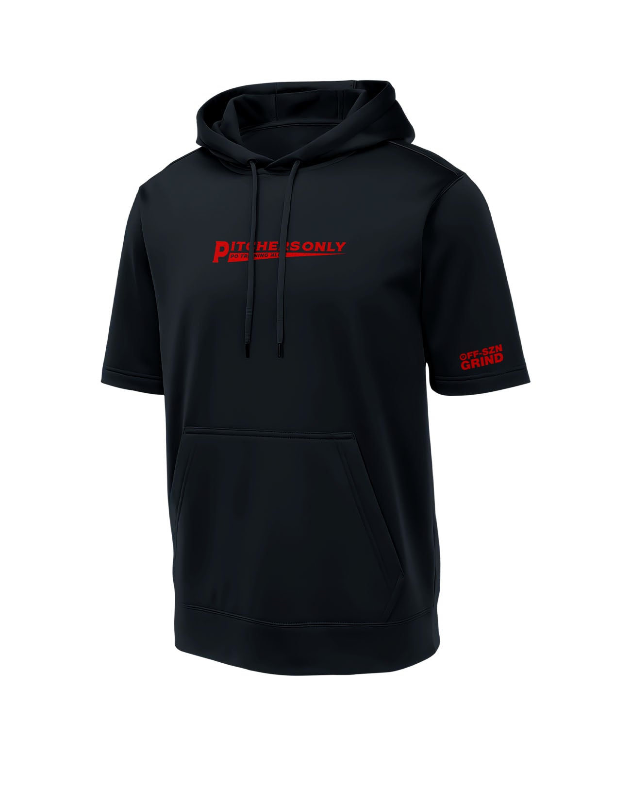 YOUTH Black/Red Performance Short Sleeve Hoodie