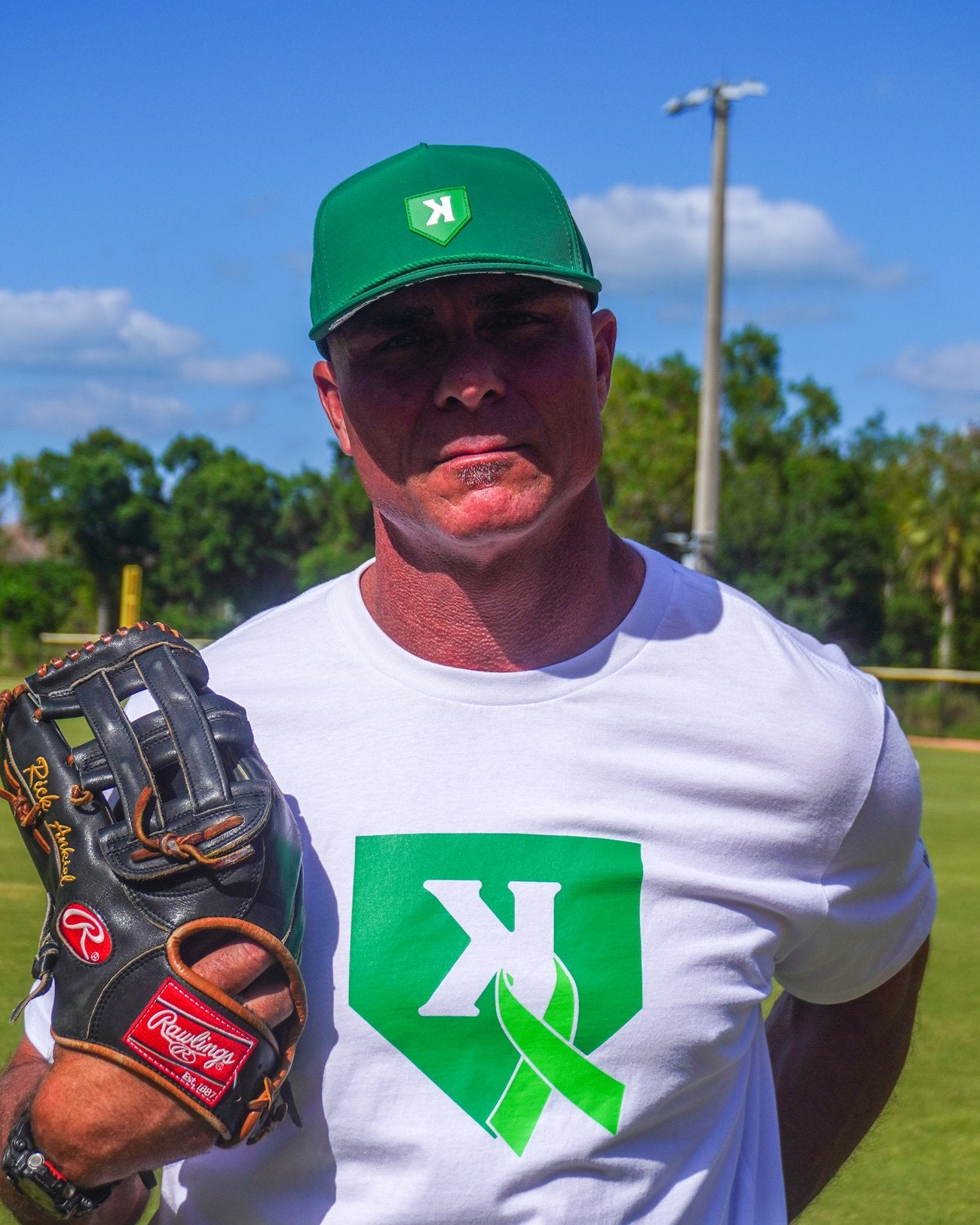One Pitch Tee close-up worn by Rick Ankiel