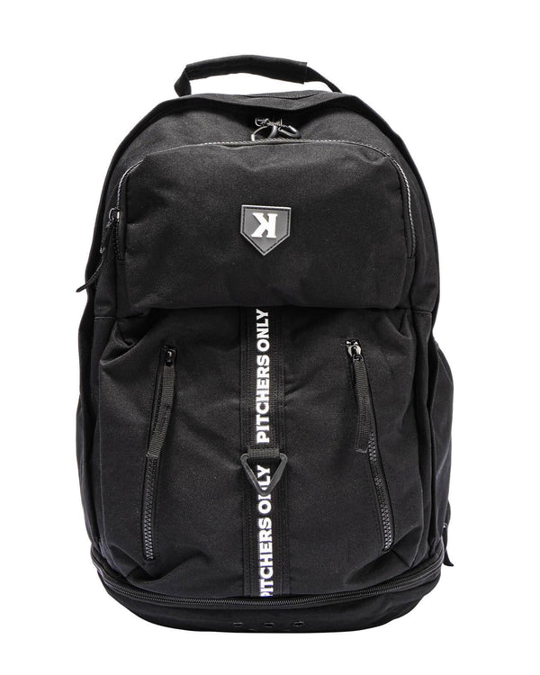 Pitchers Only Extra Innings Backpack - Black baseball pitcher gear - front view