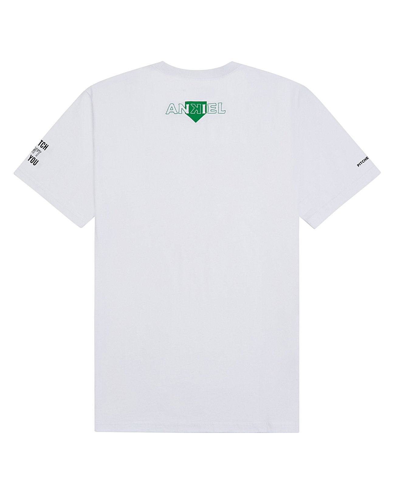 One Pitch Tee sleeve detail with One Pitch Doesn't Define You print