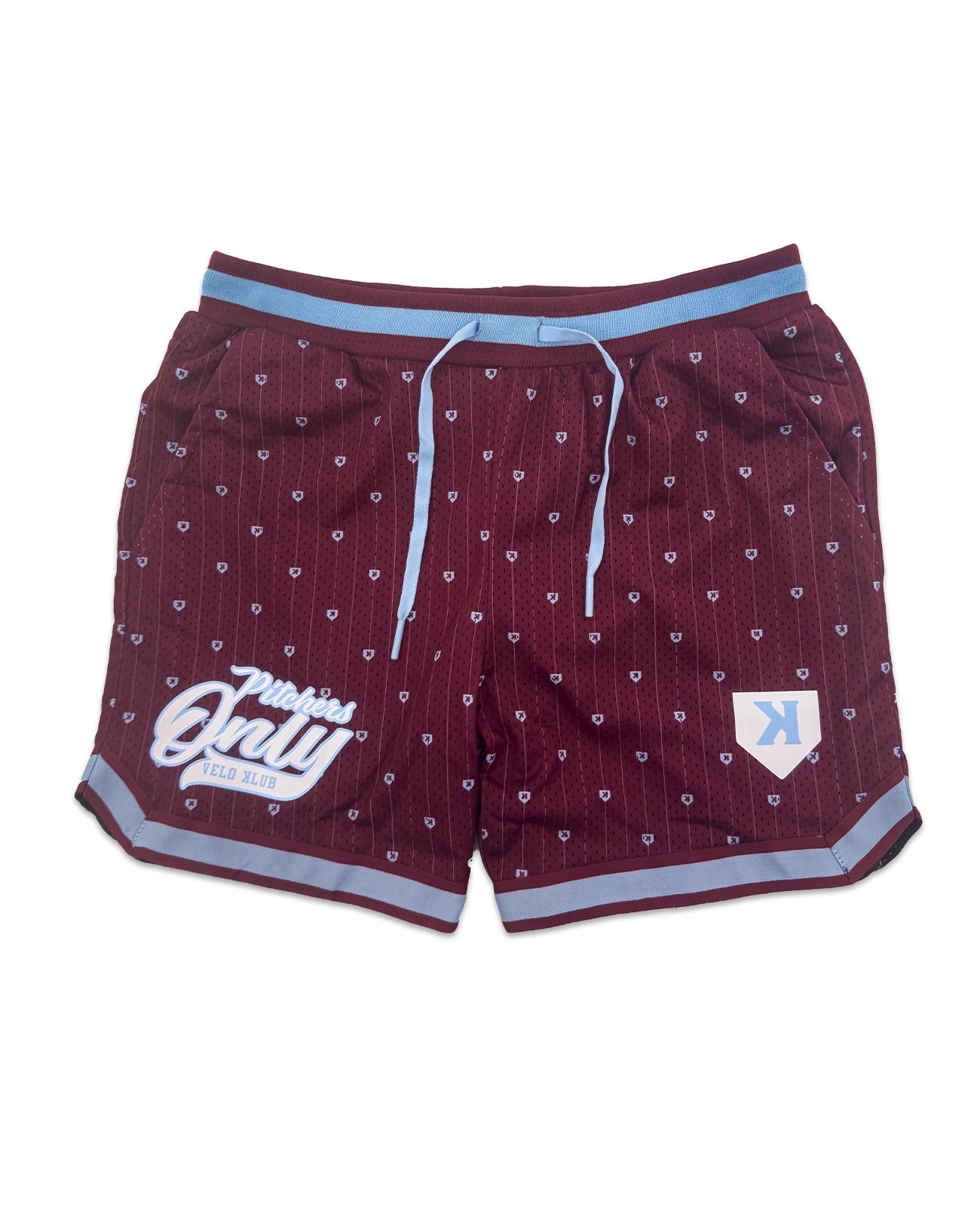 Mesh Pinstripe Shorts - Maroon/Sky Blue | Pitchers Only Mesh Pinstripe Shorts - Maroon/Sky Blue | Pitchers Only