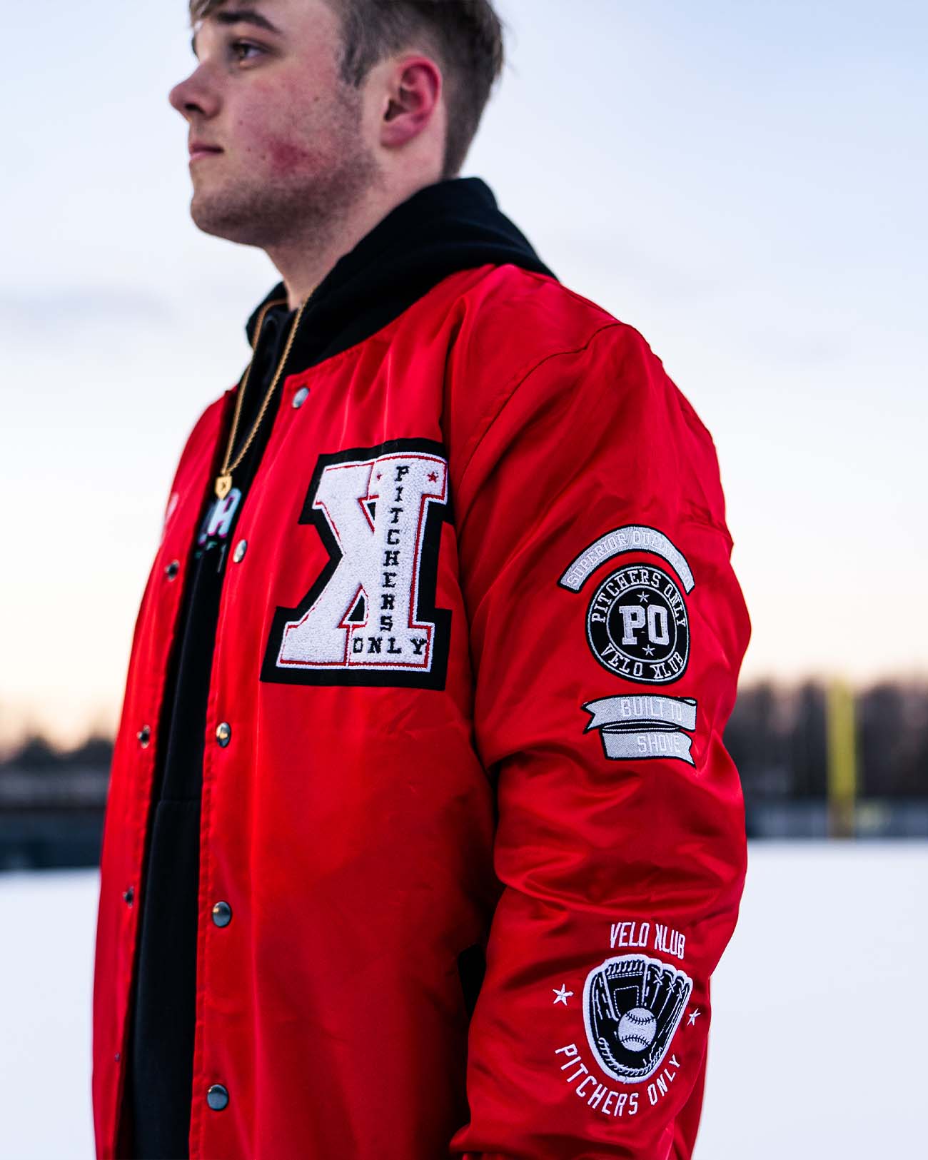YOUTH Red Velo Klub Bullpen Jacket - Pitchers Only