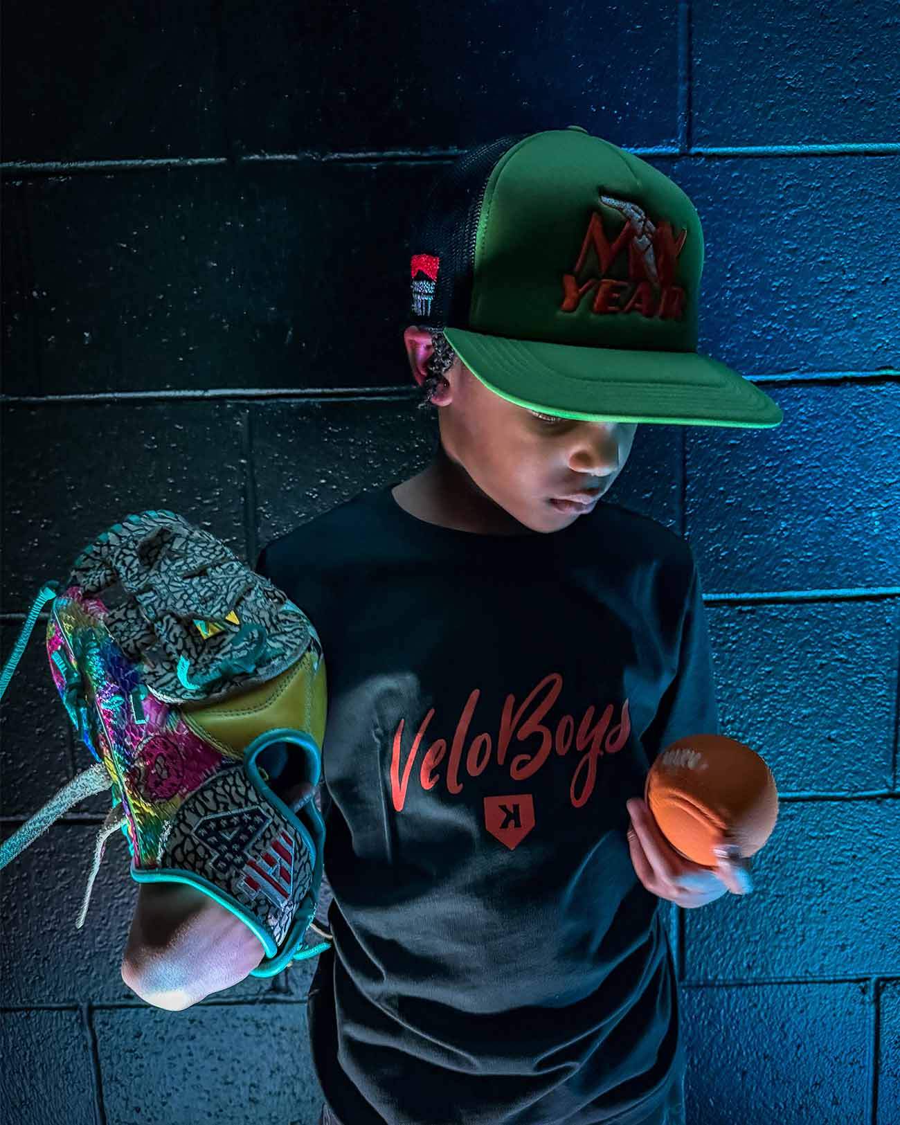Pitchers Only YOUTH VeloBoys Tee baseball pitcher tee - side angle
