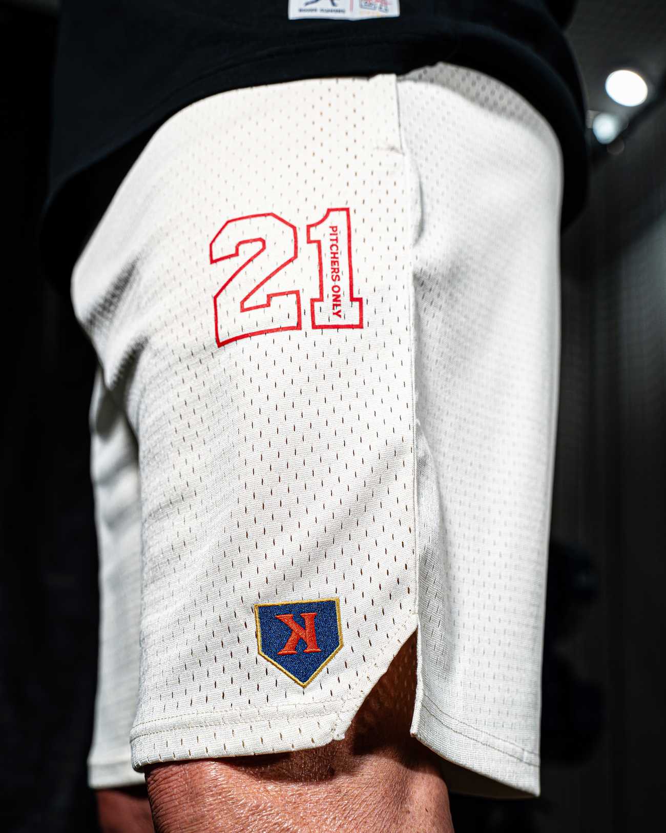 Pitchers Only YOUTH Rocket Mesh Shorts White - product lifestyle photo