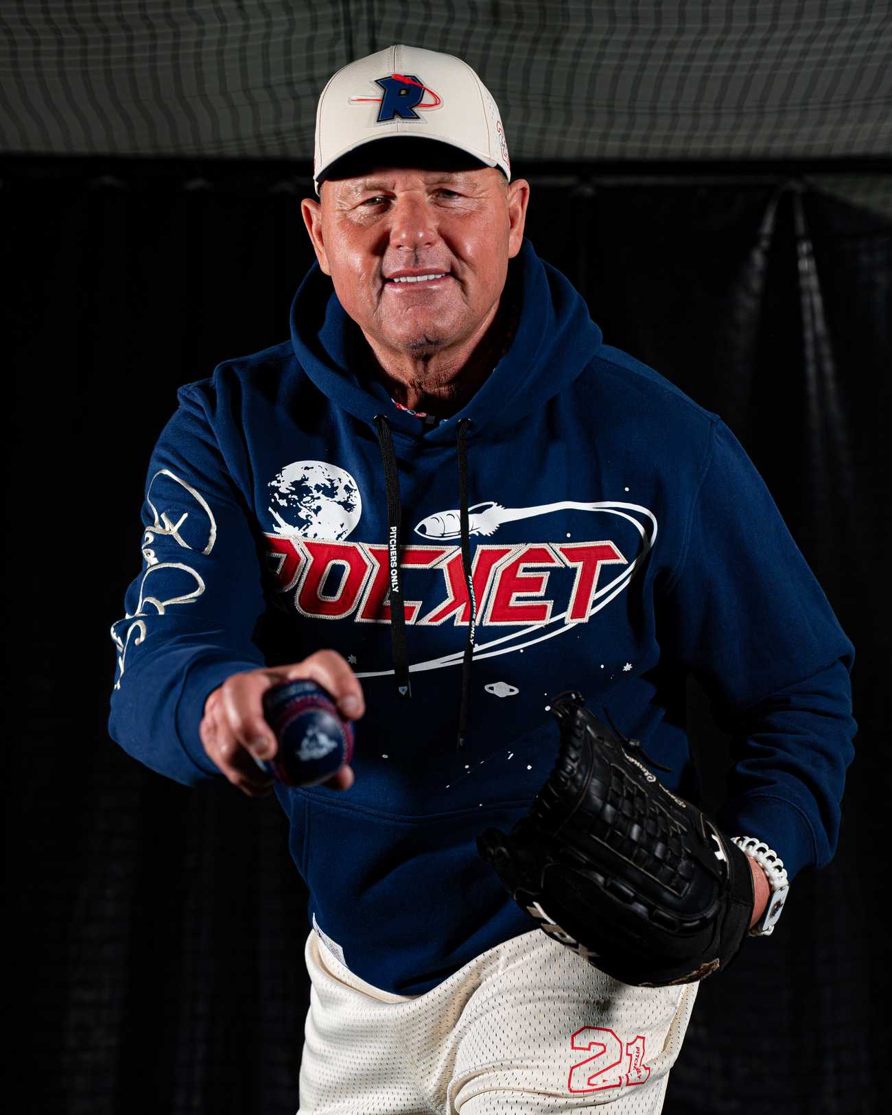 Pitchers Only YOUTH Rocket Hoodie Navy - product lifestyle photo