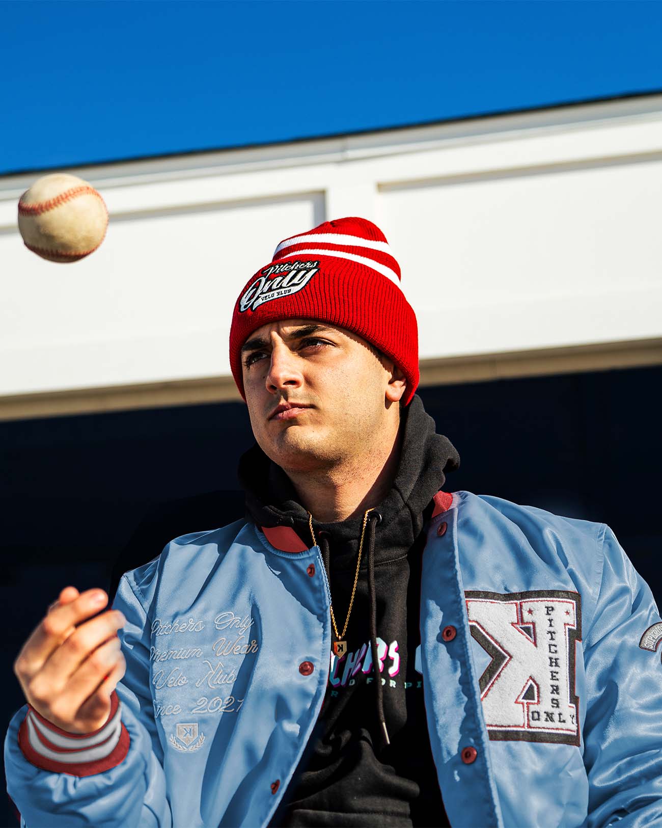 Sky Blue/Red Velo Klub Bullpen Jacket