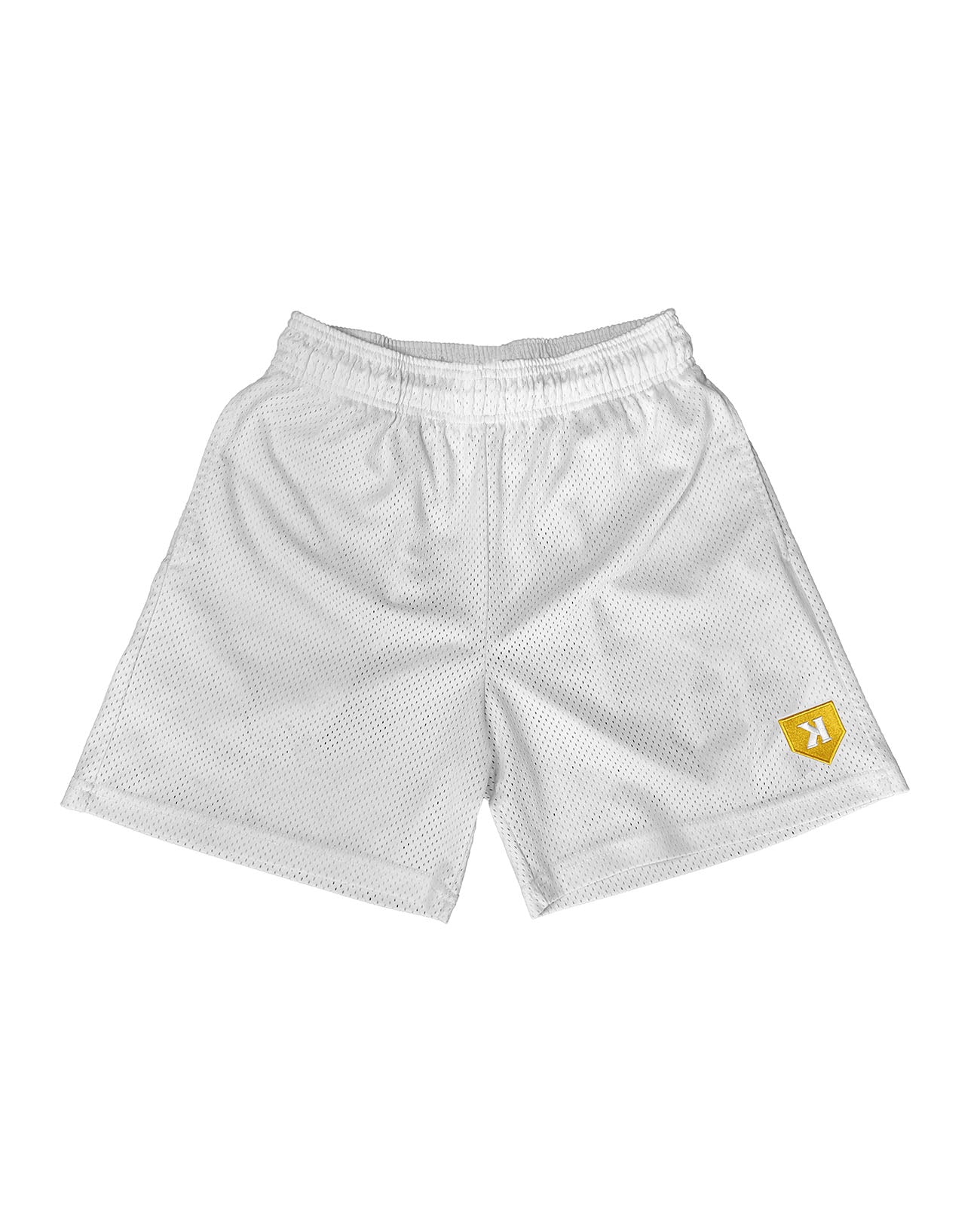 White/Gold Mesh Training Shorts