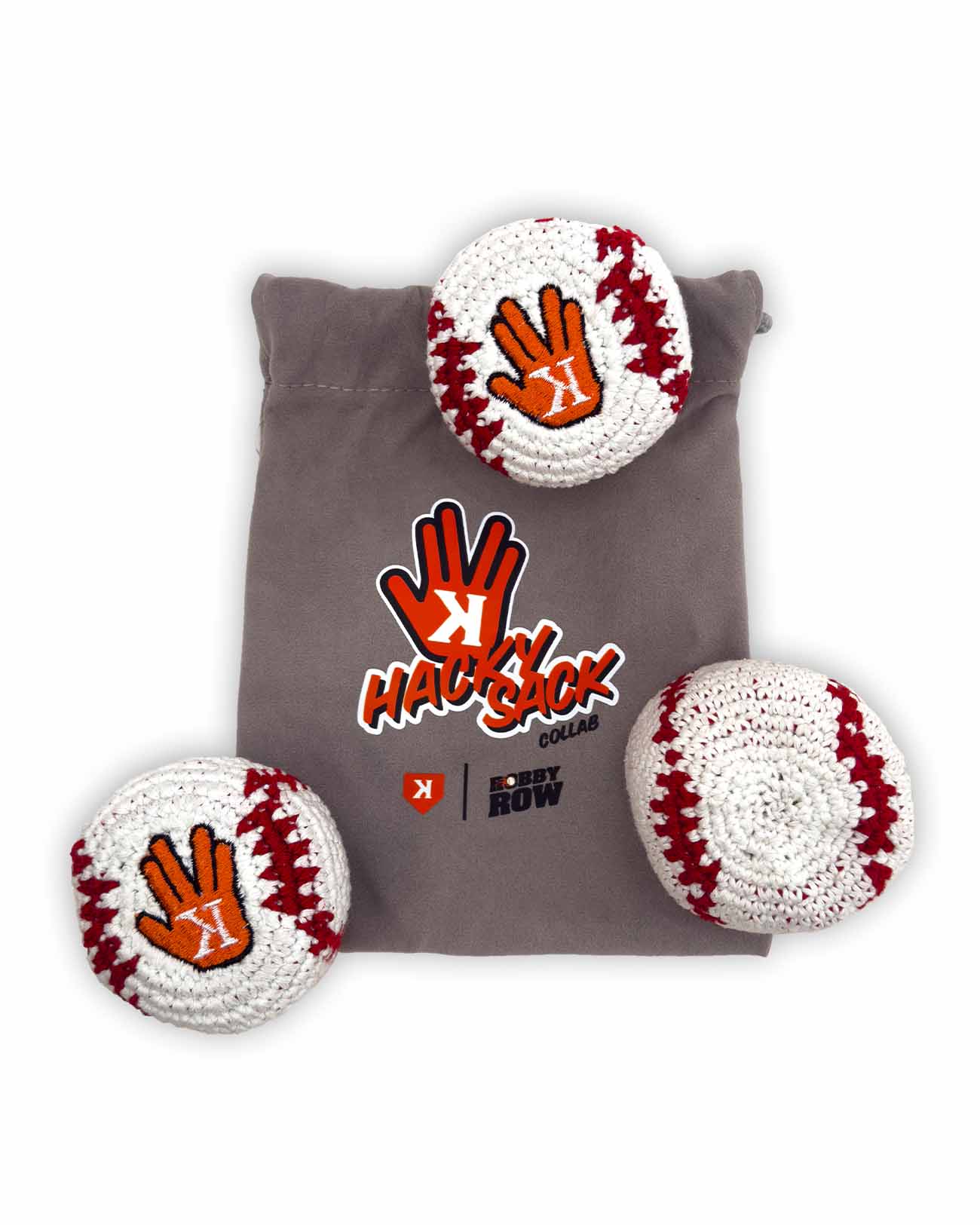 Pitchers Only x Robby Row Hacky Sack (3-pack) baseball pitcher gear - front view