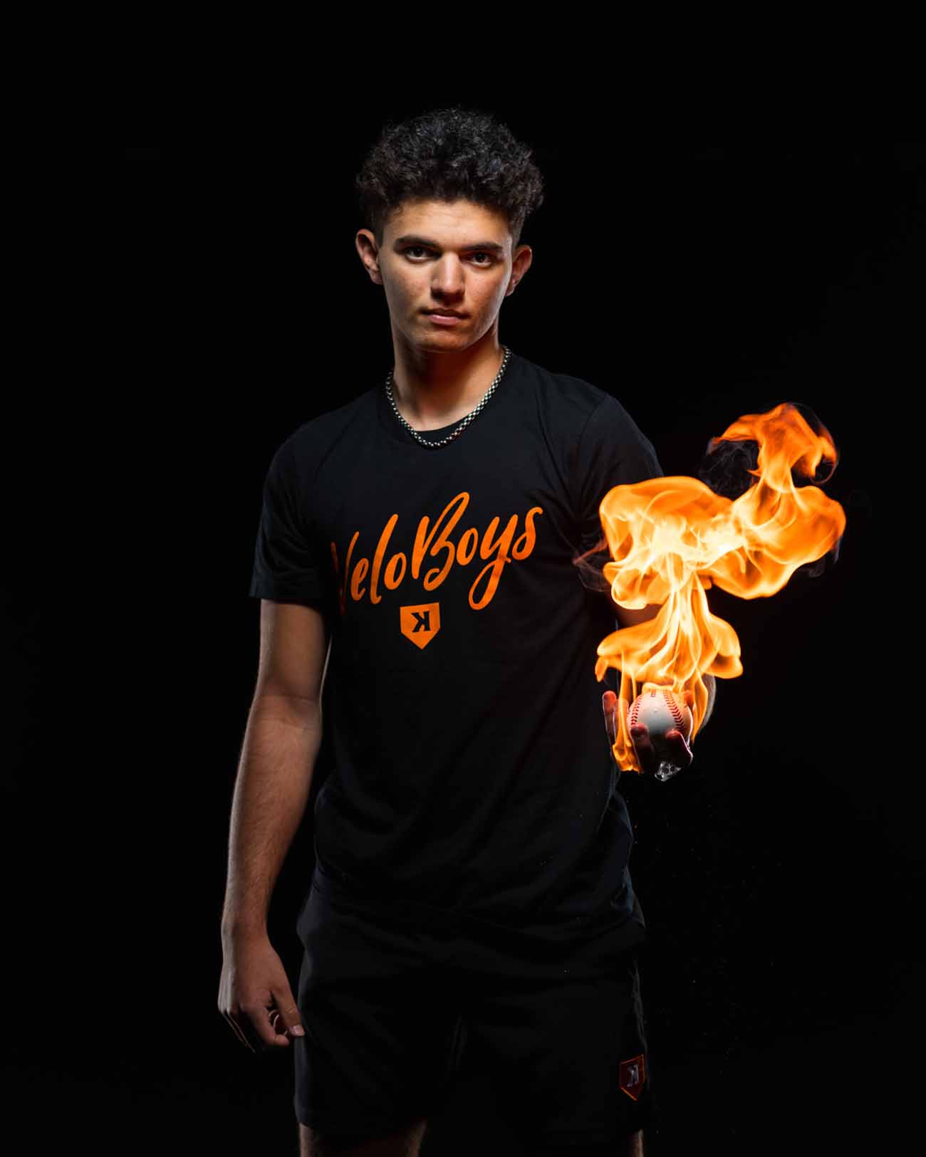 Velo Boys Tee baseball pitcher tee - detail closeup