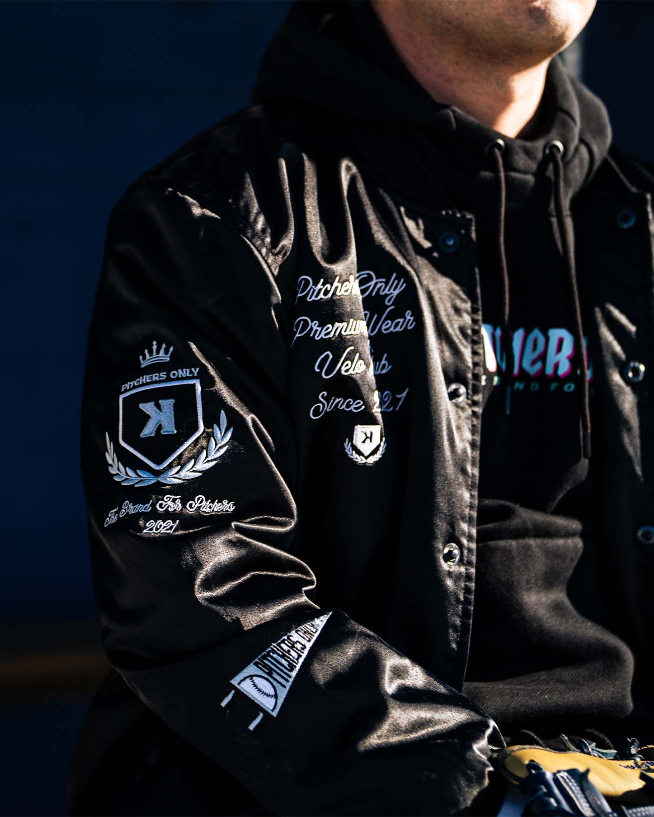 YOUTH Black Velo Klub Bullpen Jacket - Pitchers Only