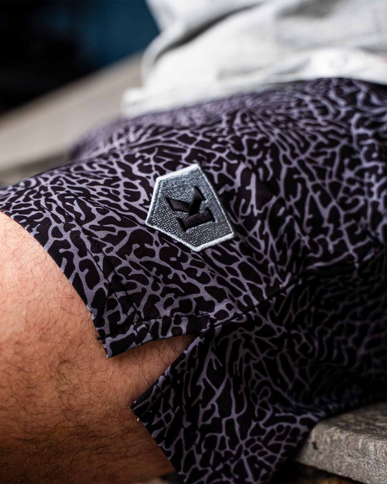 Black/Gray Elephant Print Training Shorts - Pitchers Only
