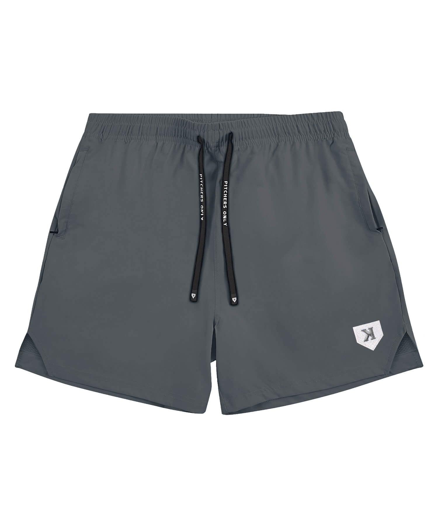 Pitchers Only Charcoal Training Shorts baseball training shorts - front view