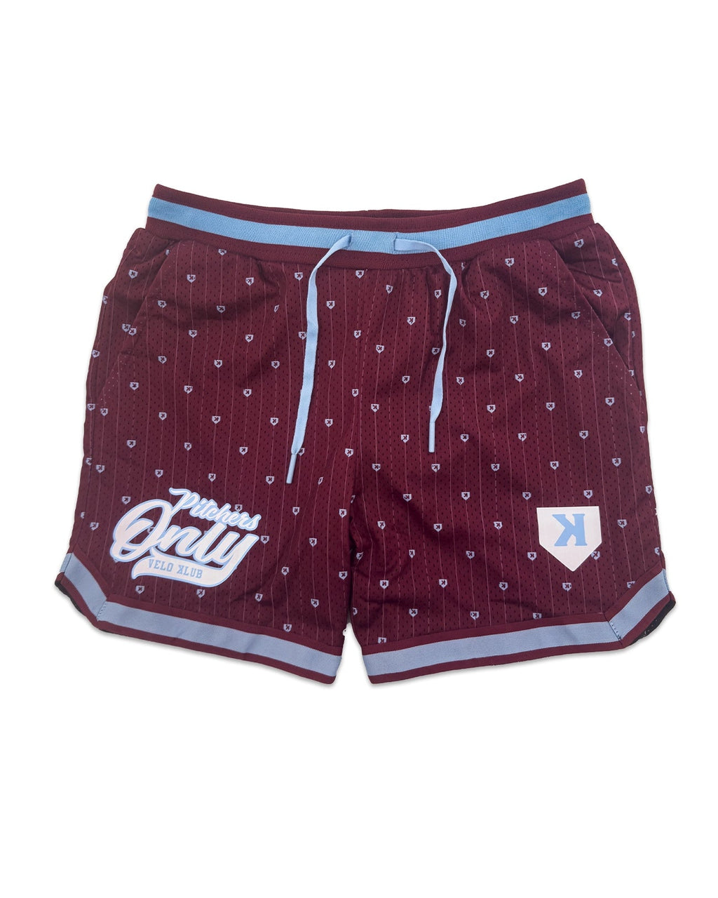 Youth Mesh Pinstripe Shorts - Maroon/Sky Blu | Pitchers Only