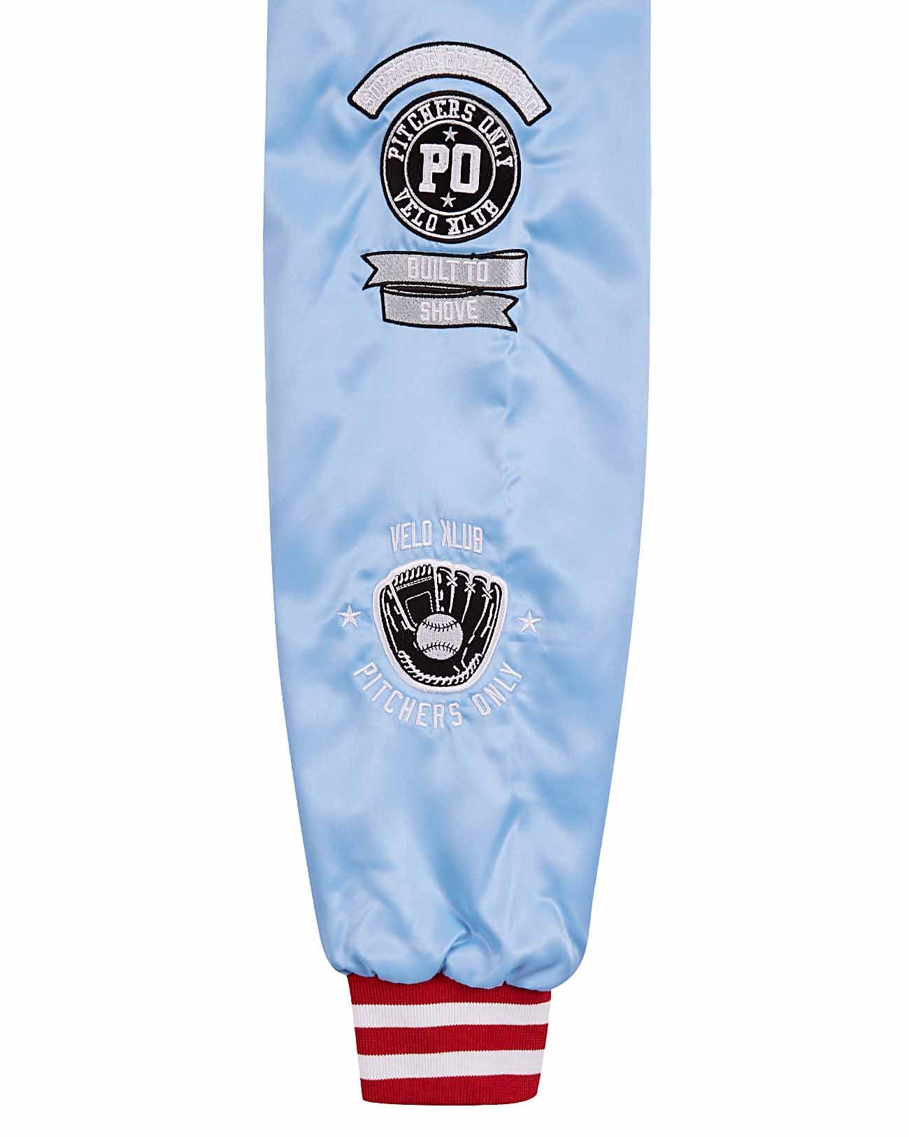 YOUTH Sky Blue/Red Velo Klub Bullpen Jacket - Pitchers Only